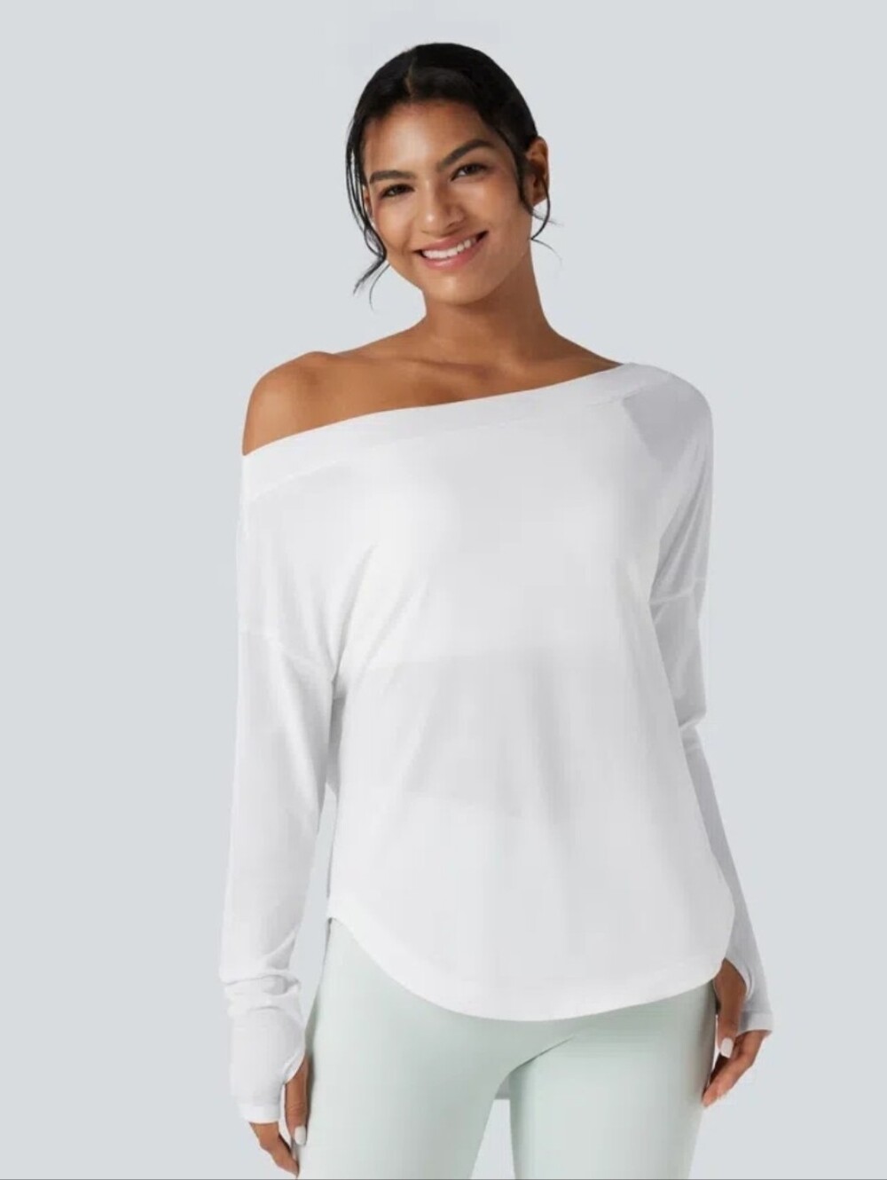 Halara White Off The Shoulder Longsleeve- MED, NWT #23